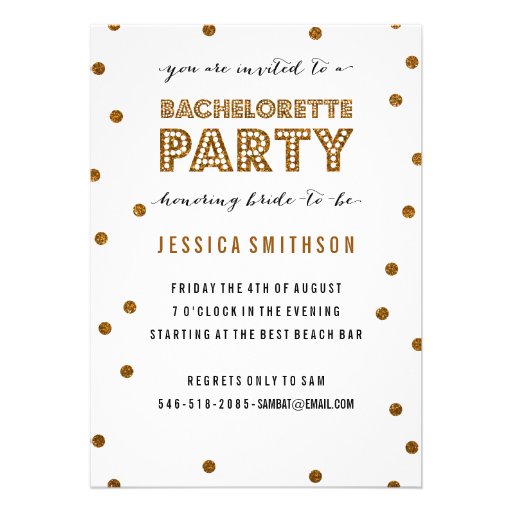 Gold White Glitter | Bachelorette Party Invitation Invites