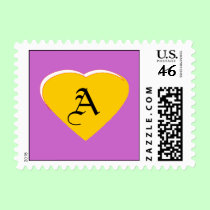 Gold - White Heart Letter A The MUSEUM Zazzle S postage