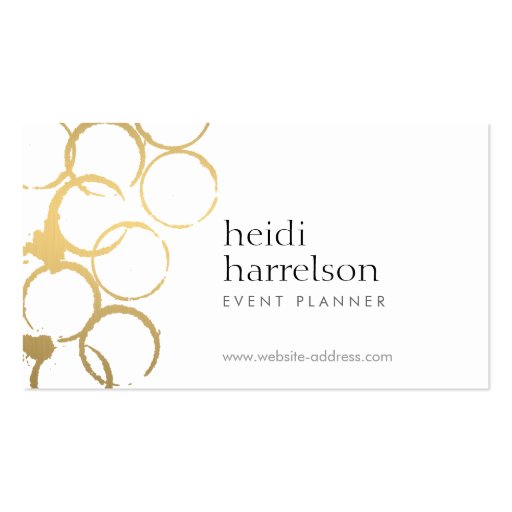 Gold Wine Stains Party Planner Business Card (front side)