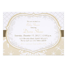 Gold Winter Snowflake Shower Invitation