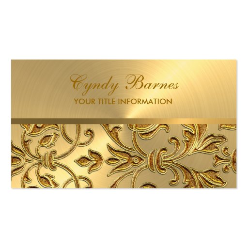 Gold with Gold Damask Business Card (front side)