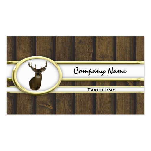 Gold Wood Deer Taxidermy Business Cards (front side)