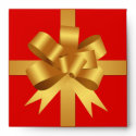 Gold yellow bow ribbon holiday gift square red CD envelope