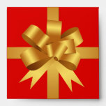 Gold yellow bow ribbon holiday gift square red CD Envelopes