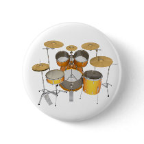 Gold / Yellow Drum Kit: Pinback Button