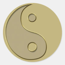 gold yin yang round stickers