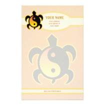 Gold Yin Yang Turtle Personalized Stationery