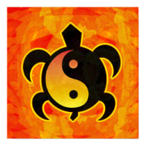 Gold Yin Yang Turtle Poster posters by wingedturtle Gold Yin Yang Turtle Poster posters