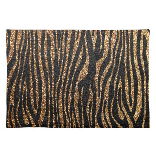 Gold zebra stripe pattern (faux glitter bling) placemat