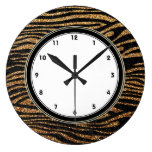 Gold zebra stripes print (faux glitter bling) wall clocks