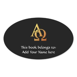 Golden "3-D" Alpha and Omega Symbol Sticker
