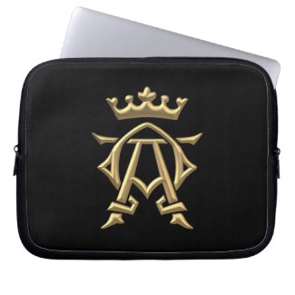 Golden "3-D" Alpha and Omega w/Crown Symbol Computer Sleeves