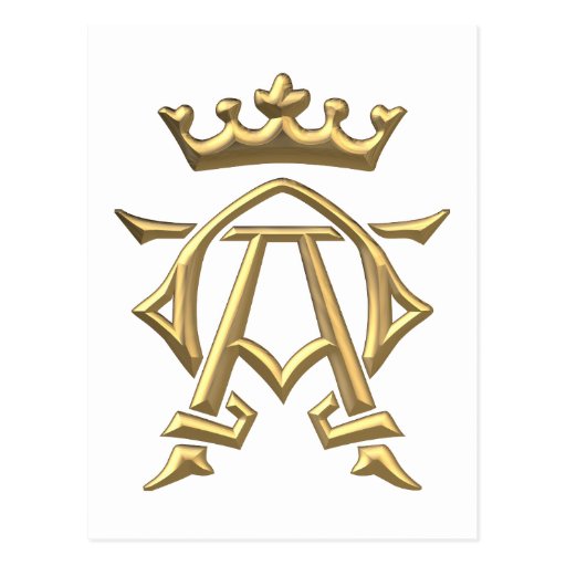 golden-3-d-alpha-and-omega-w-crown-symbol-postcard-zazzle