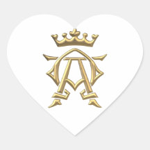 Golden "3-D" Alpha and Omega w/Crown Symbol Sticker