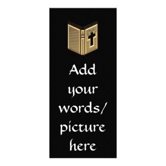 Golden "3-D" Bible / Prayerbook / Hymnal Full Color Rack Card