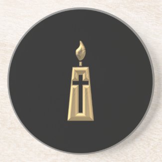Golden "3-D" Candle Beverage Coaster