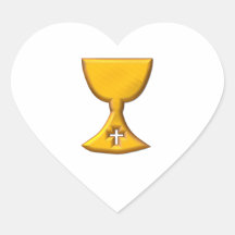 Golden "3-D" Chalice Heart Sticker