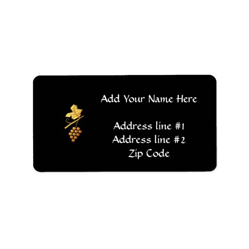 Golden "3-D" Grapes Personalized Address Label