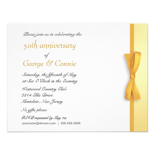 Golden 50th Anniversary Party Invitations