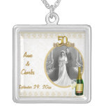 Golden 50th Anniversary Photo Pendant