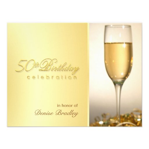 Golden 50th Birthday Party Invitations