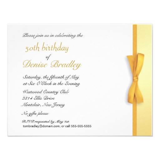Golden 50th Birthday Party Invitations