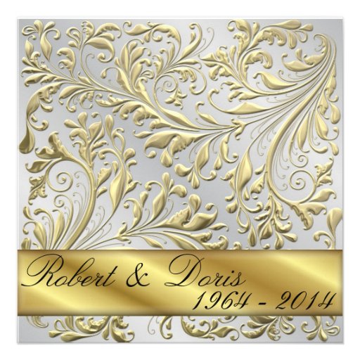 Golden 50th Wedding Anniversary Invitation Gold