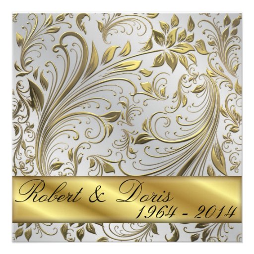 Golden 50th Wedding Anniversary Invitation Gold