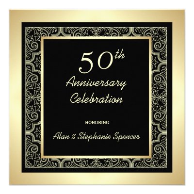 Golden 50th Wedding Anniversary Invitations