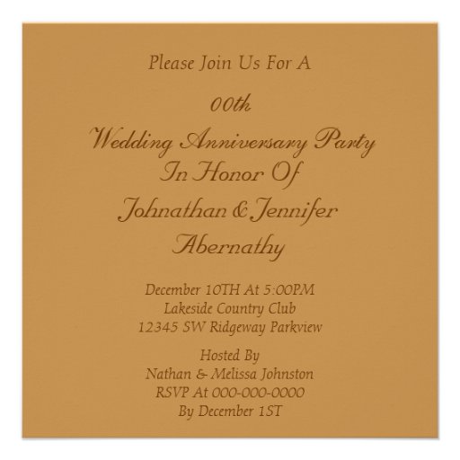 Golden 50th Wedding Anniversary Party Invitation