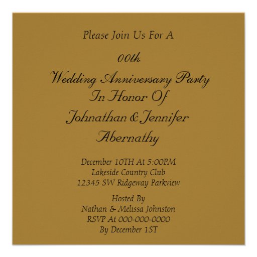Golden 50th Wedding Anniversary Party Invitation