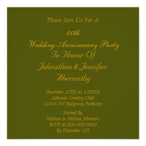 Golden 50th Wedding Anniversary Party Invitation