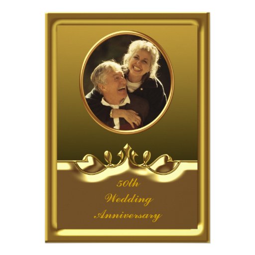 Golden 50th Wedding Anniversary Party Invitation