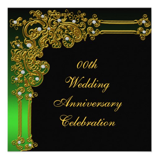 Golden 50th Wedding Anniversary Party Invitation (front side)