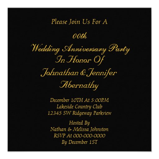 Golden 50th Wedding Anniversary Party Invitation