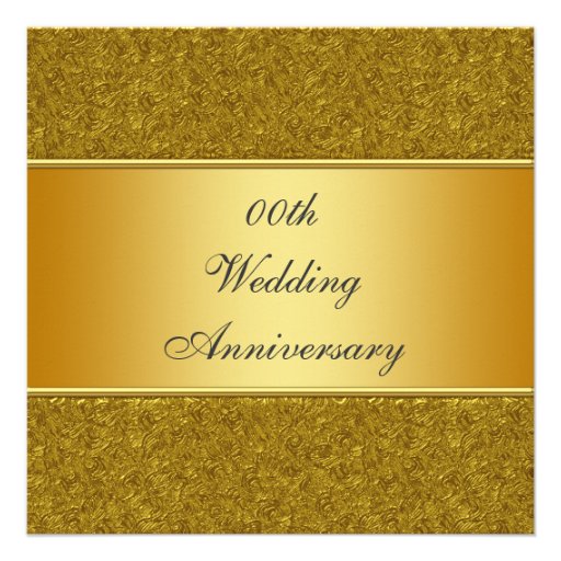 Golden 50th Wedding Anniversary Party Invitation