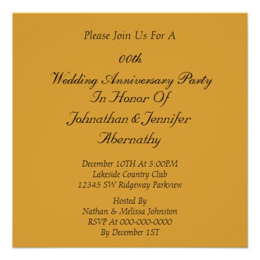 Golden 50th Wedding Anniversary Party Invitation