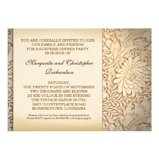 golden 50th wedding anniversary photo invitations