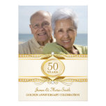 Golden 50th Wedding Anniversary Photo Invites