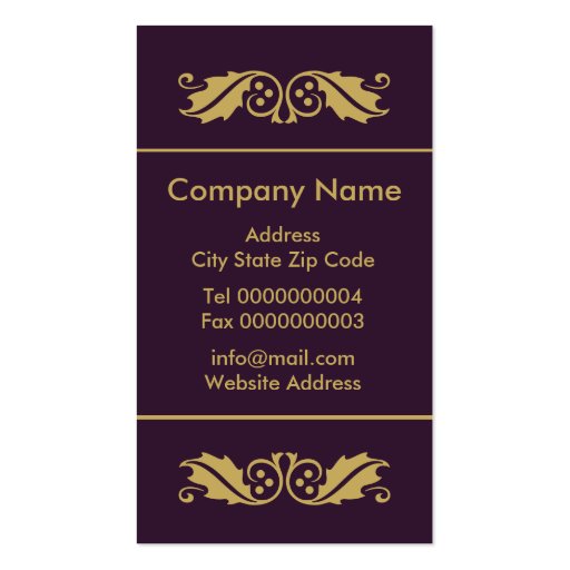 Golden abstract Christmas Tree on glowing purple Business Card Template (back side)