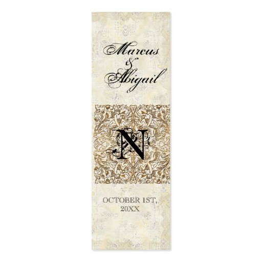 Golden Age of Elegance, Monogrammed Favor Gift Tag Business Cards (front side)