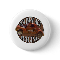 Golden Age Willys Gasser Drag Racing Patina Button