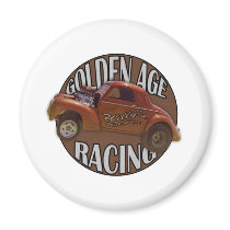 Golden Age Willys Gasser Drag Racing Patina Fridge Magnets