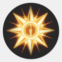 Golden Altered Light Steampunk Compass Rose Stickers