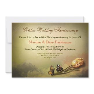 golden anniversary artistic vintage invitations