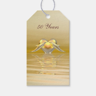 Golden Anniversary Dolphins and Heart Gift Tags