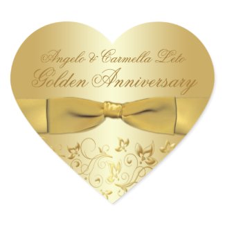 Golden Anniversary Heart Shaped Sticker sticker
