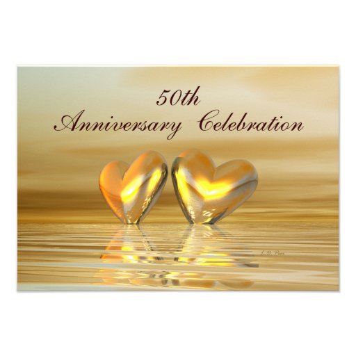 Golden Anniversary Hearts Custom Announcement (front side)