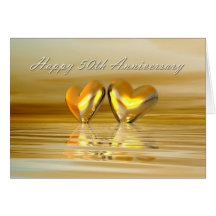 Golden Anniversary Hearts Greeting Cards