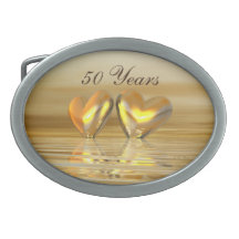 Golden Anniversary Hearts Oval Belt Buckle